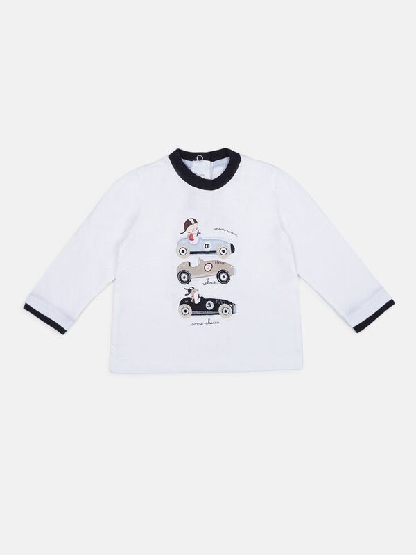 White T-Shirt With Car Graphic image number 0